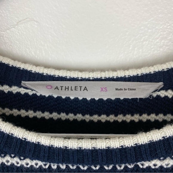 Athleta Stripe Oversized Annydo Side Slit Sweater Navy White Size XS NWT - Picture 6 of 8